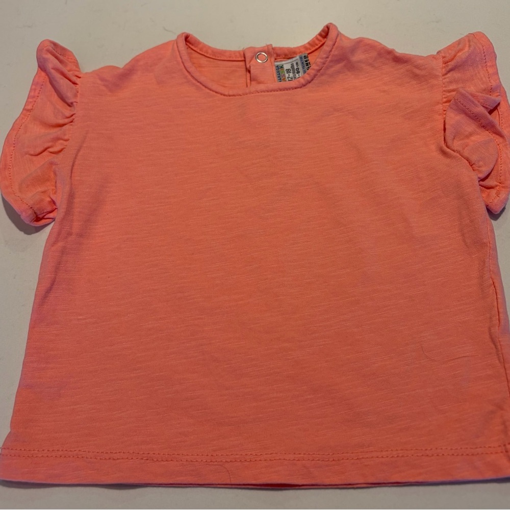 Coral Short Sleeve girls 12-18 month Ruffle Tee